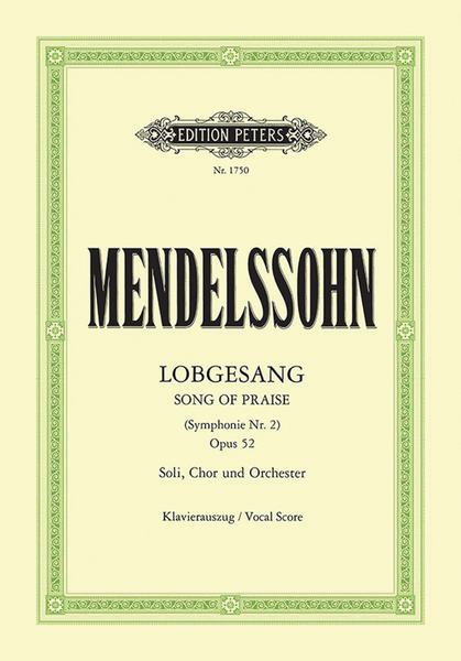 Lobgesang (Symphony No. 2 in B flat) Op. 52 (Vocal Score)