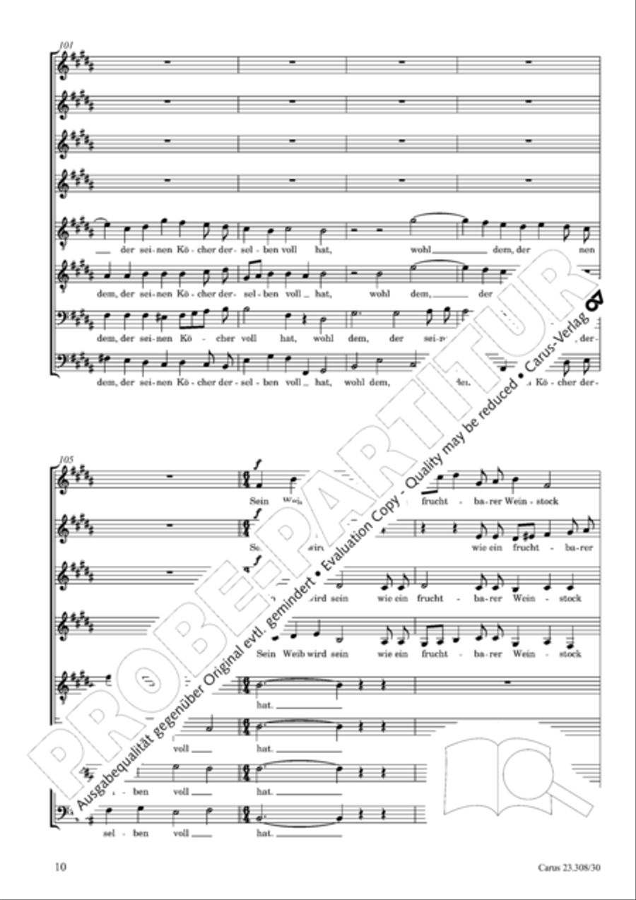 Blessed are all those who fear God (Wohl dem, der den Herren furchtet) SSAATTBB scores gallery preview page 11