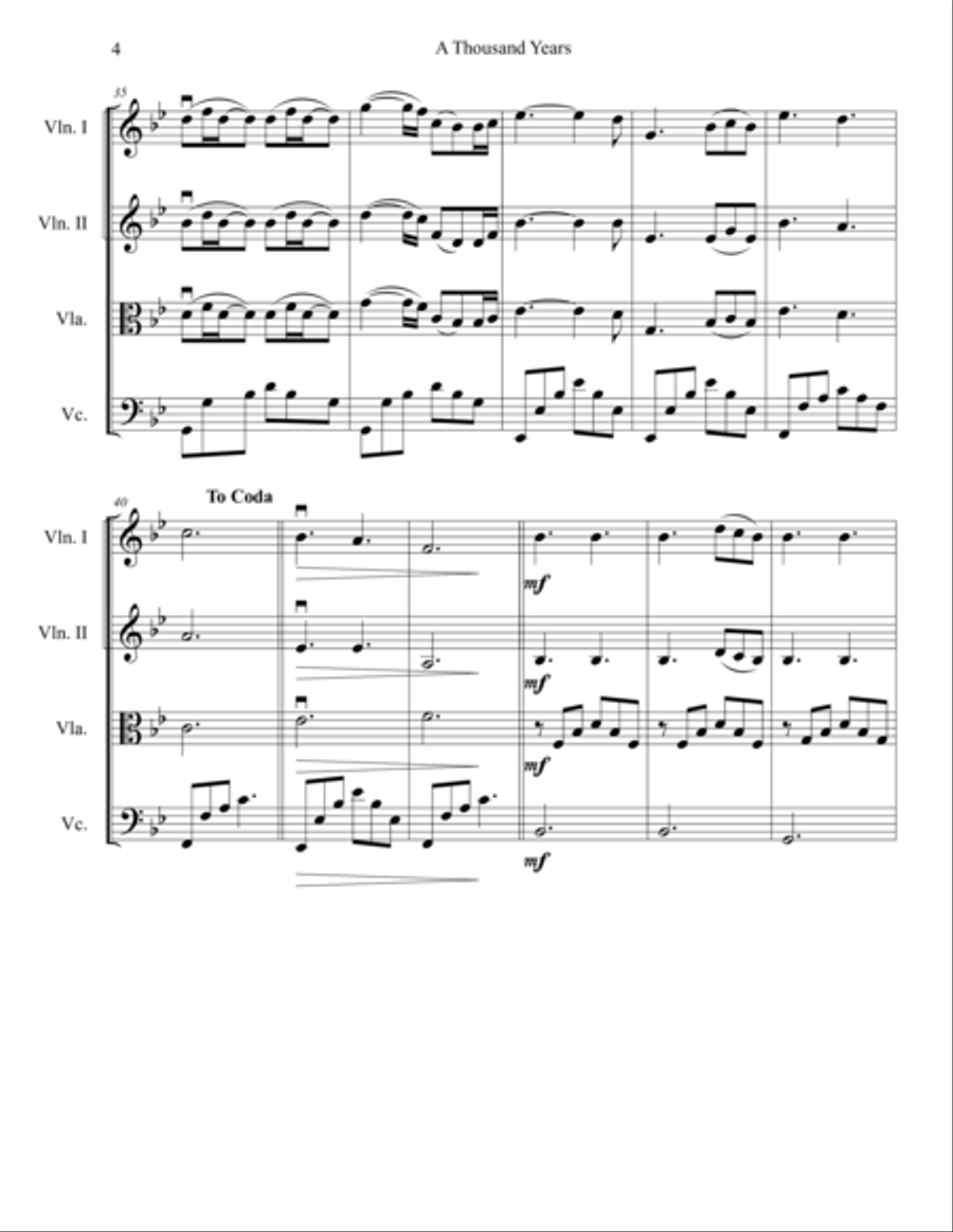 A Thousand Years String Quartet scores gallery preview page 5