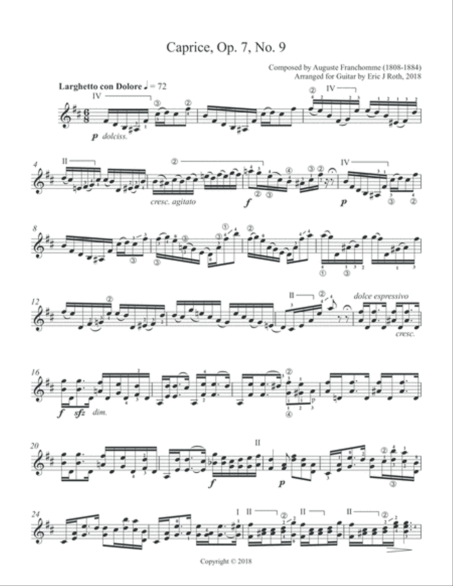 Auguste Franchomme - Three Cello Pieces Arranged for Guitar Classical Guitar scores gallery preview page 4