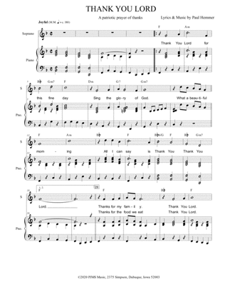 Thank You Lord - vocal-piano A patriotic contemporary religious song
