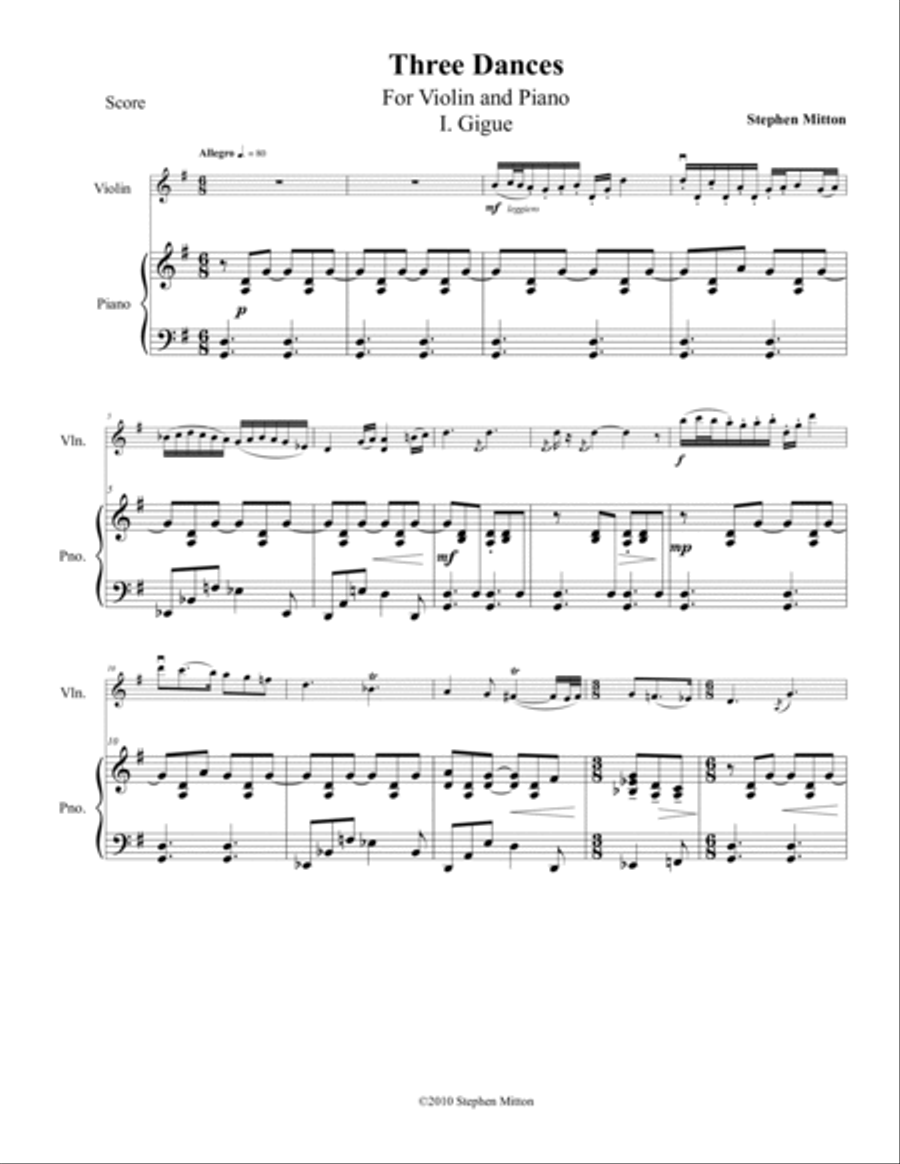 Three Dances for Violin and Piano Violin scores gallery preview page 2