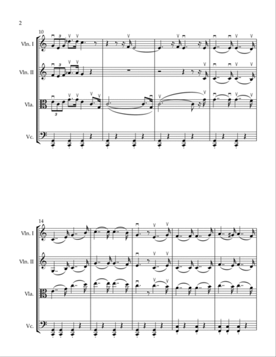 Patriotic Mashup Battle Hymn of the Republic / Battle Cry of Freedom String Quartet scores gallery preview page 2