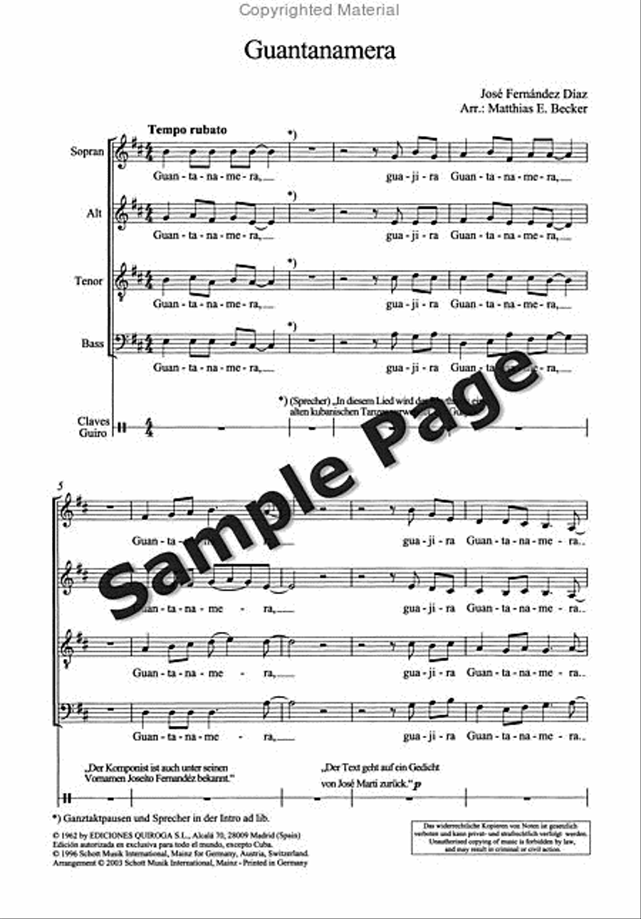Fernandez Diaz Guantanamera (becker) 4-Part scores gallery preview page 4