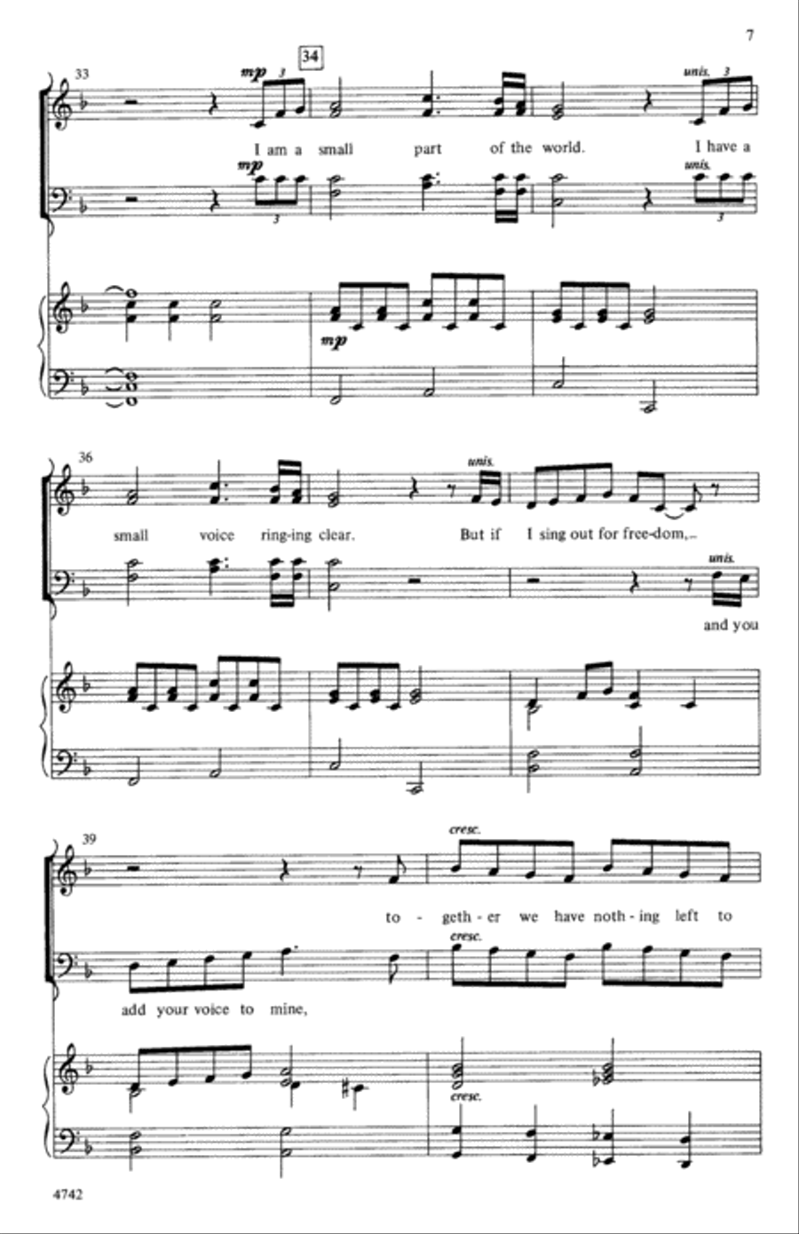 I Am a Small Part of the World Choir scores gallery preview page 5