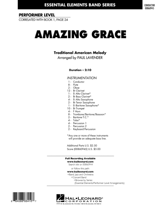 Book cover for Amazing Grace (arr. Paul Lavender) - Full Score