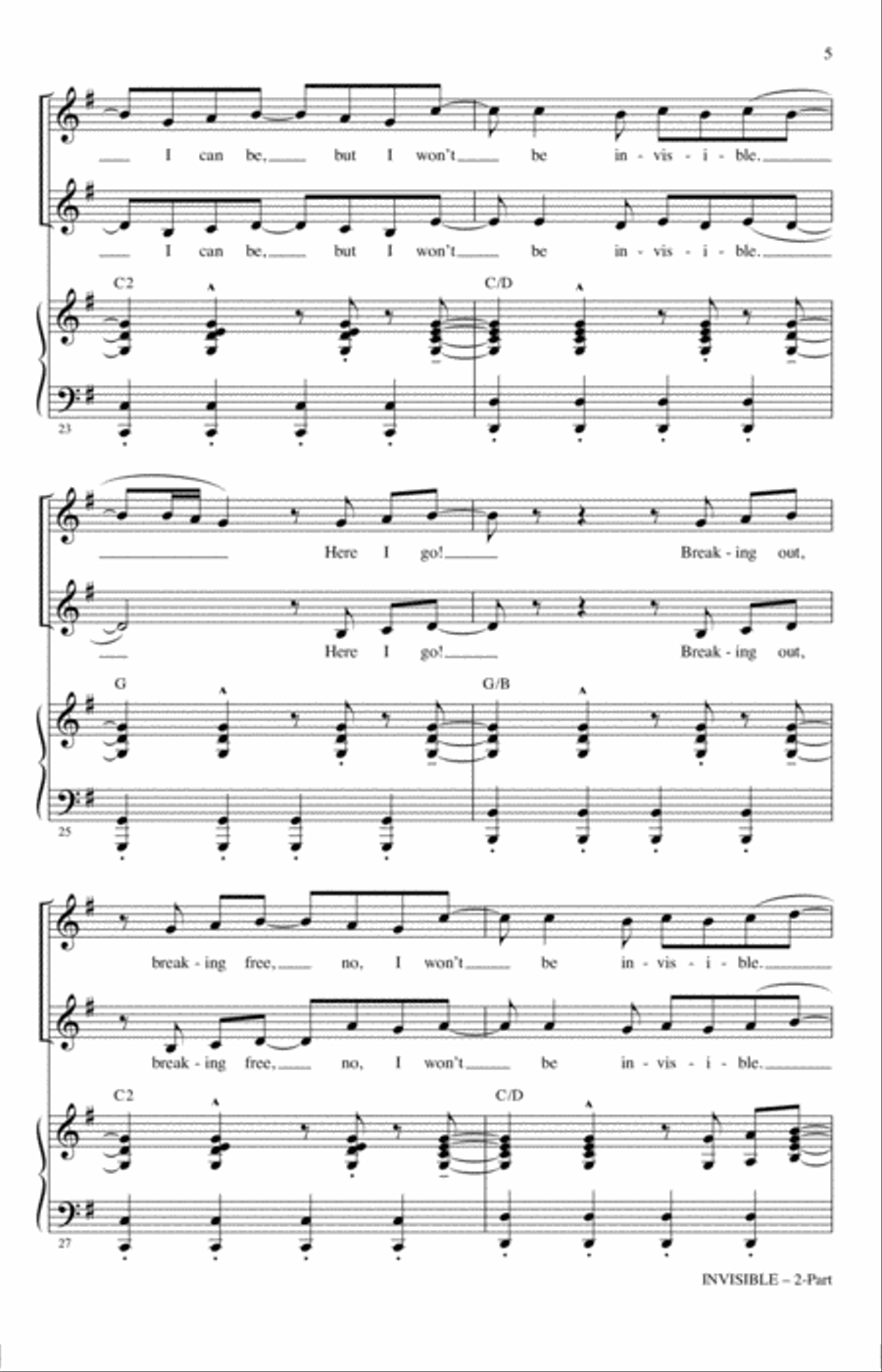 Invisible (arr. Ed Lojeski) 2-Part scores gallery preview page 4
