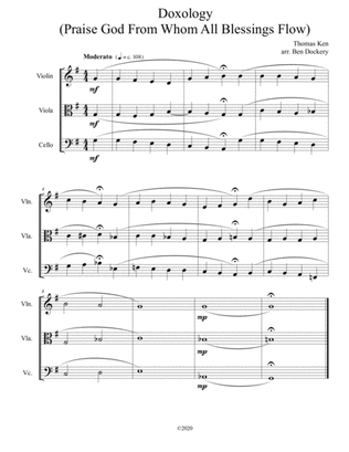 Doxology (Jazz Harmonization) for String Trio - (Praise God From Whom All Blessings Flow)
