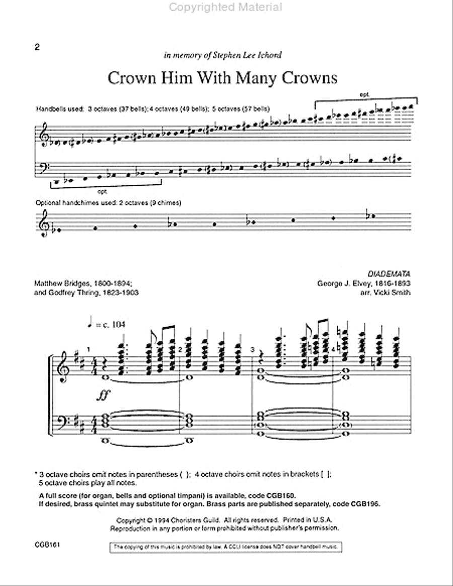 Crown Him with Many Crowns Handbell Choir scores gallery preview page 2