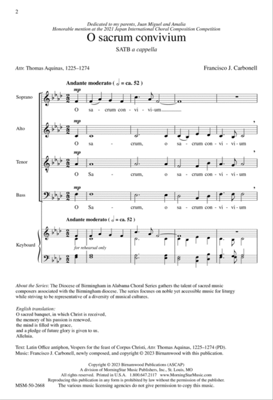 O sacrum convivium 4-Part scores gallery preview page 2
