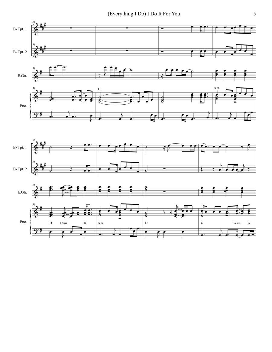 (Everything I Do) I Do It For You Trumpet Duet scores gallery preview page 5