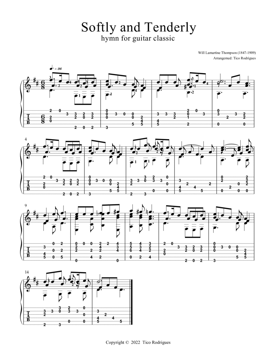 Softly and Tenderly Softly and Tenderly Acoustic Guitar scores gallery preview page 1