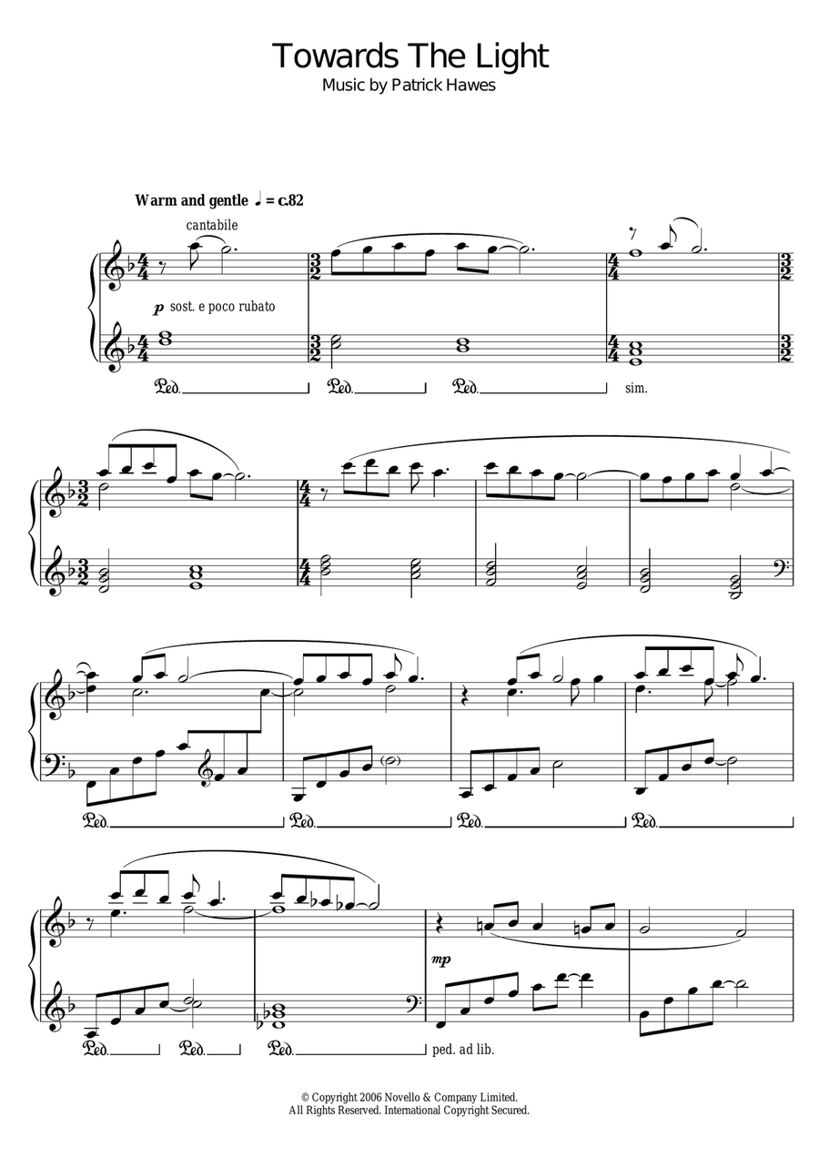 Towards The Light Piano Solo scores gallery preview page 1