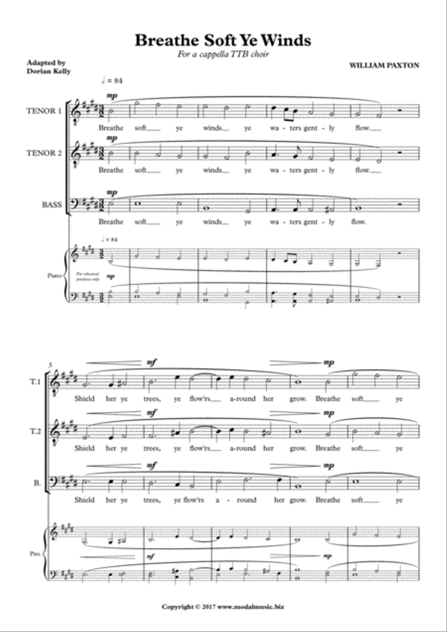 Breathe Soft Ye Winds TTBB scores gallery preview page 1
