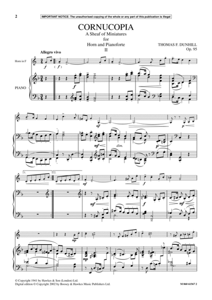 Cornucopia - A Sheaf Of Miniatures For Horn And Pianoforte (II)