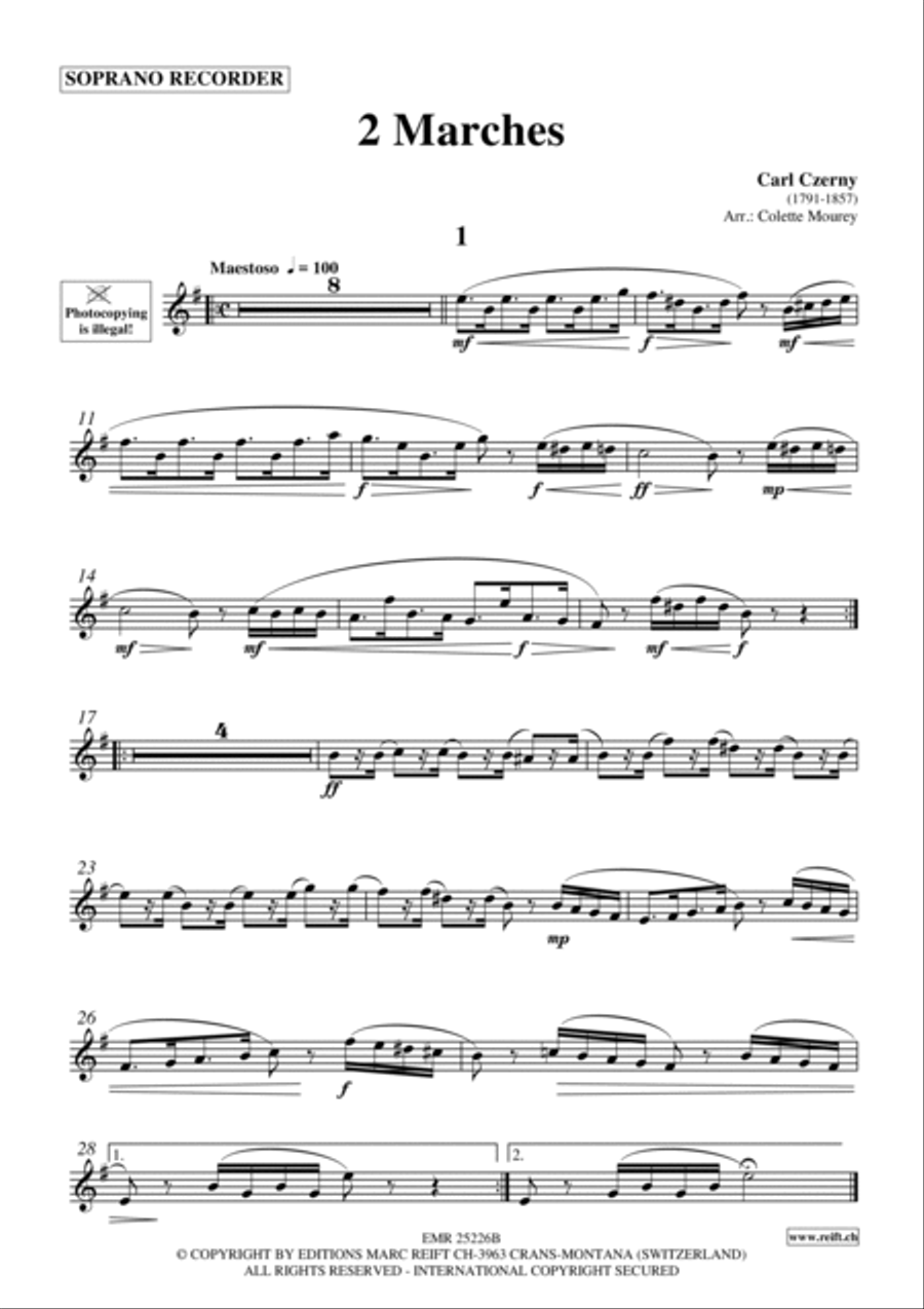 2 Marches Soprano Recorder scores gallery preview page 2