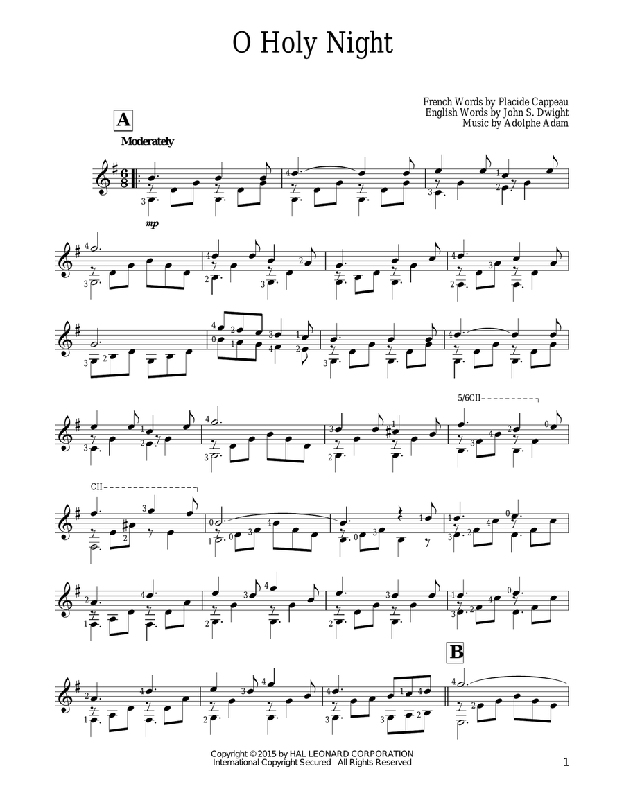 O Holy Night Guitar Solo scores gallery preview page 1