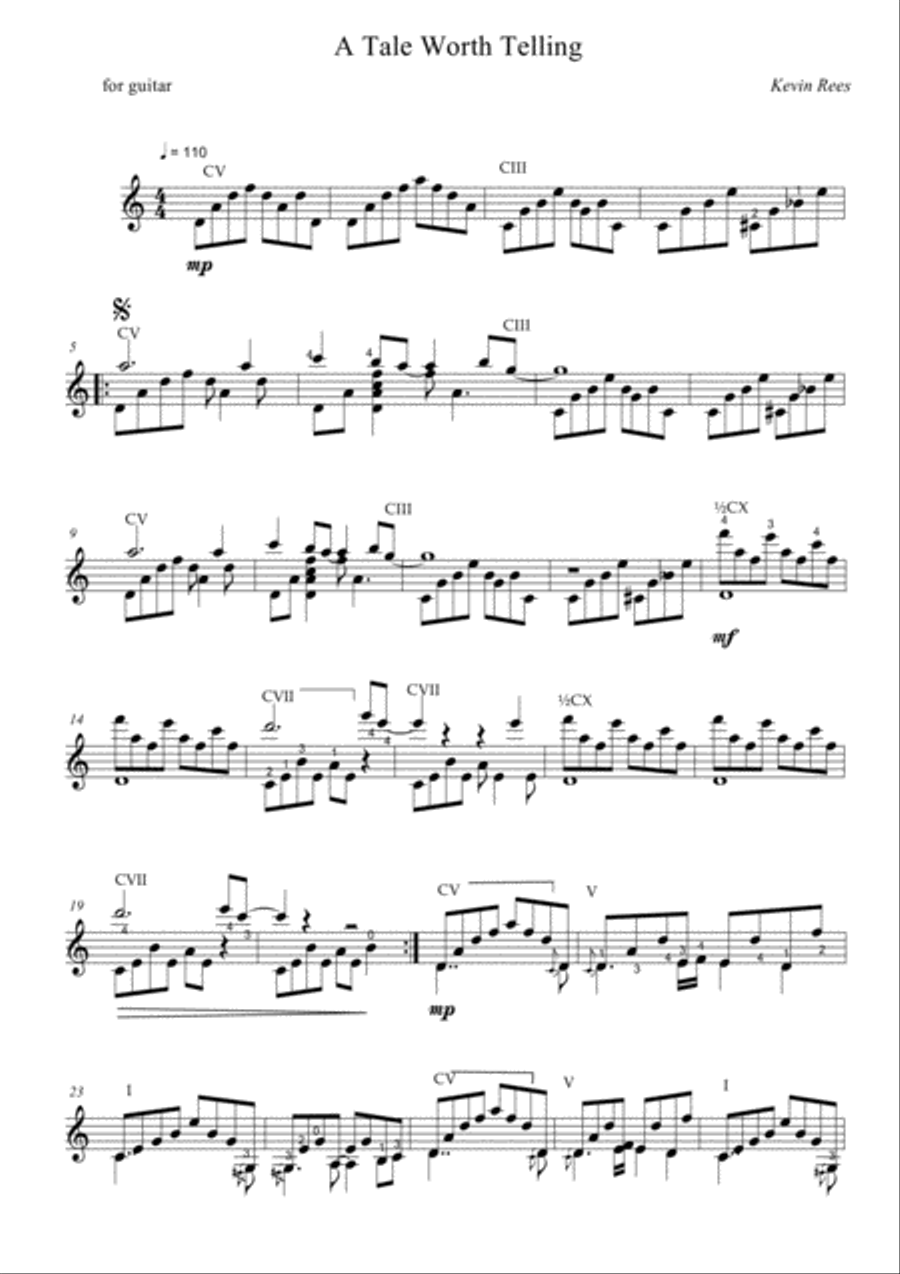 A Tale Worth Telling Guitar Solo scores gallery preview page 1