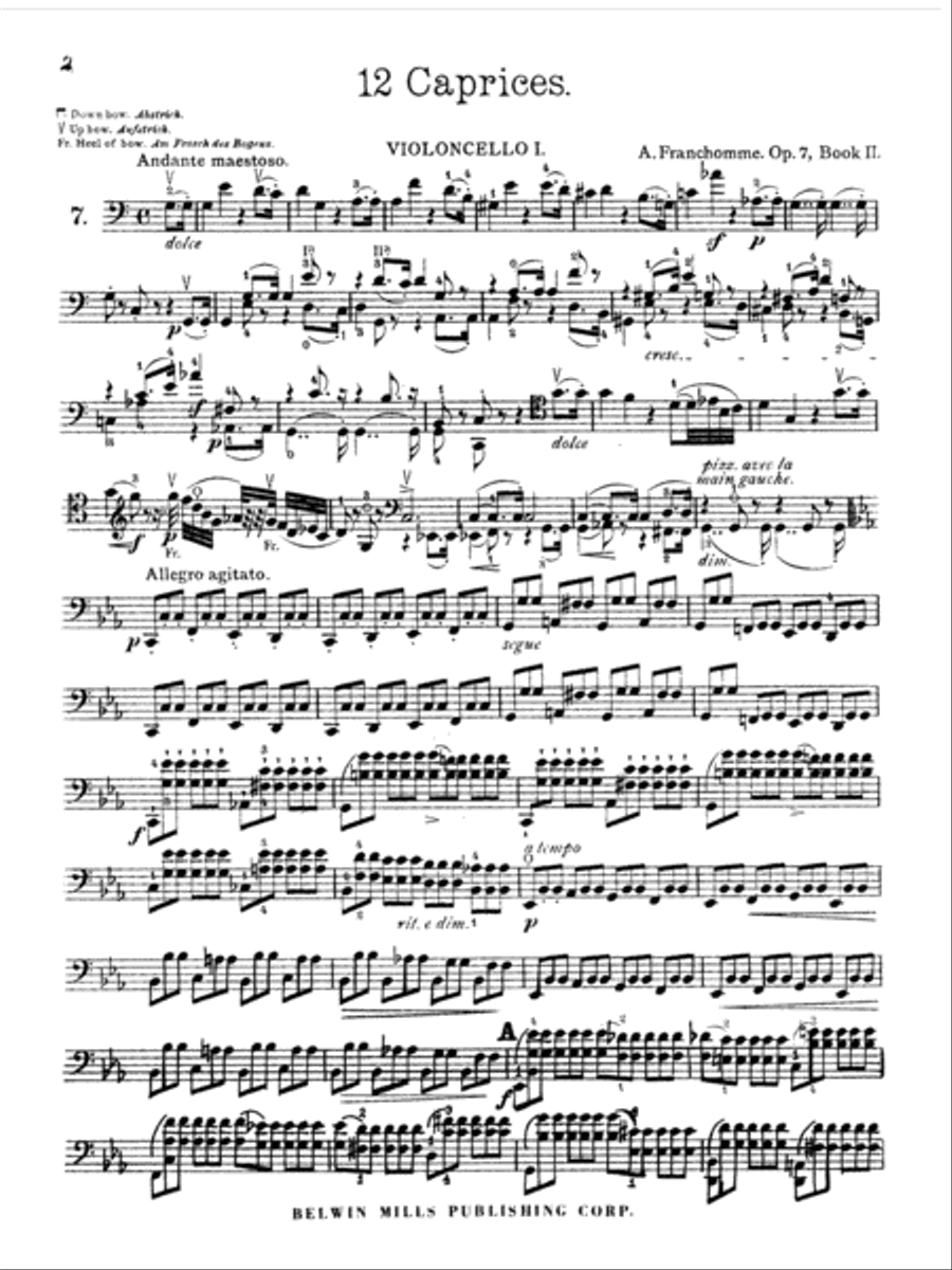 Franchomme: Twelve Caprices for Two Cellos, Op. 7 (Book II Score & Parts) Part scores gallery preview page 1