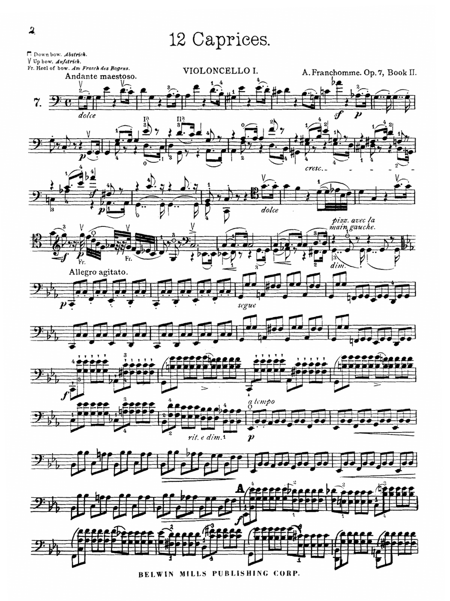 Franchomme: Twelve Caprices for Two Cellos, Op. 7 (Book II Score & Parts)