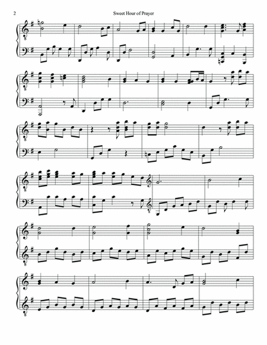 PIANO - Sweet Hour of Prayer (Piano Hymns Sheet Music PDF)