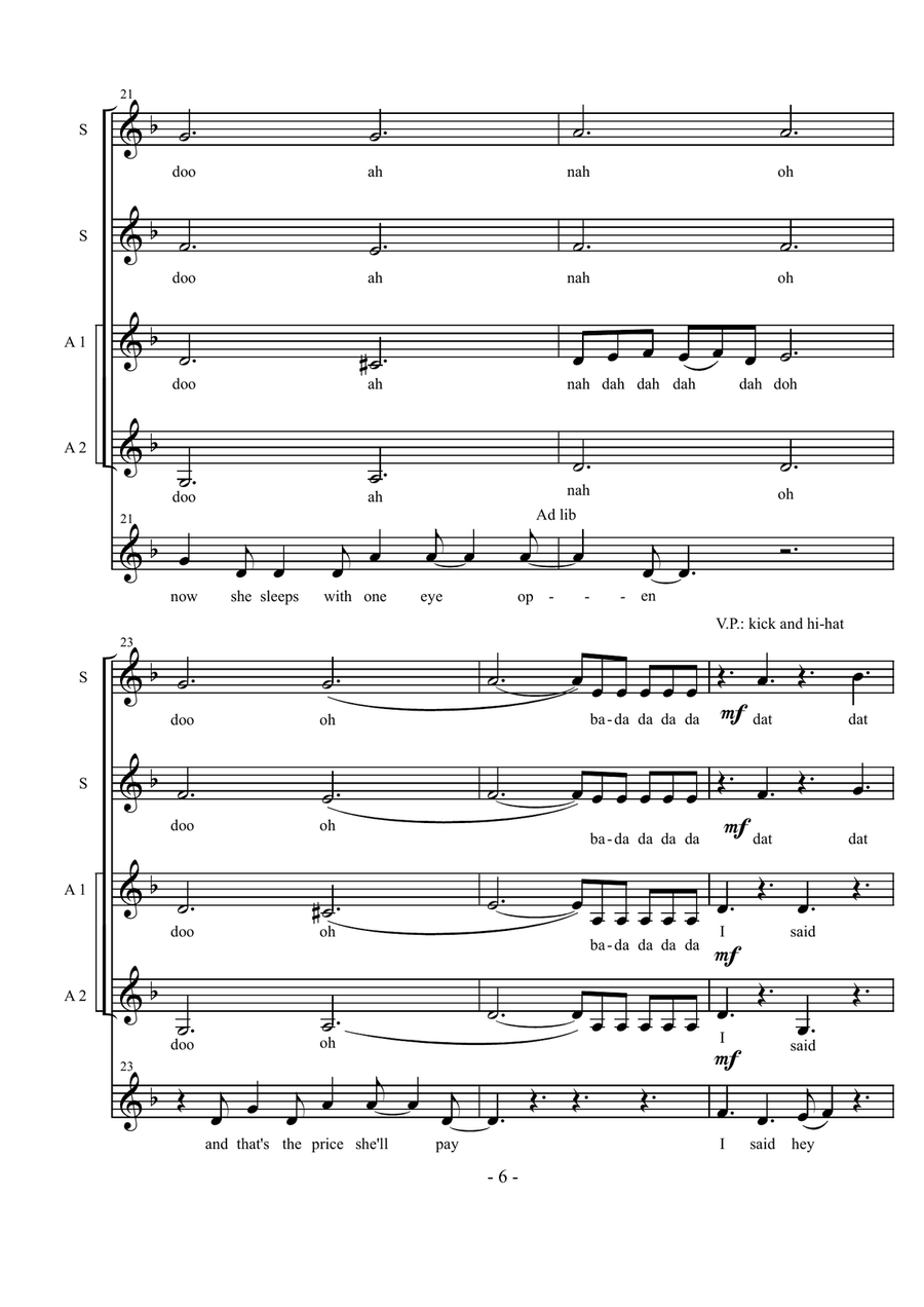 Girl With One Eye Girl With One Eye Choir scores gallery preview page 6