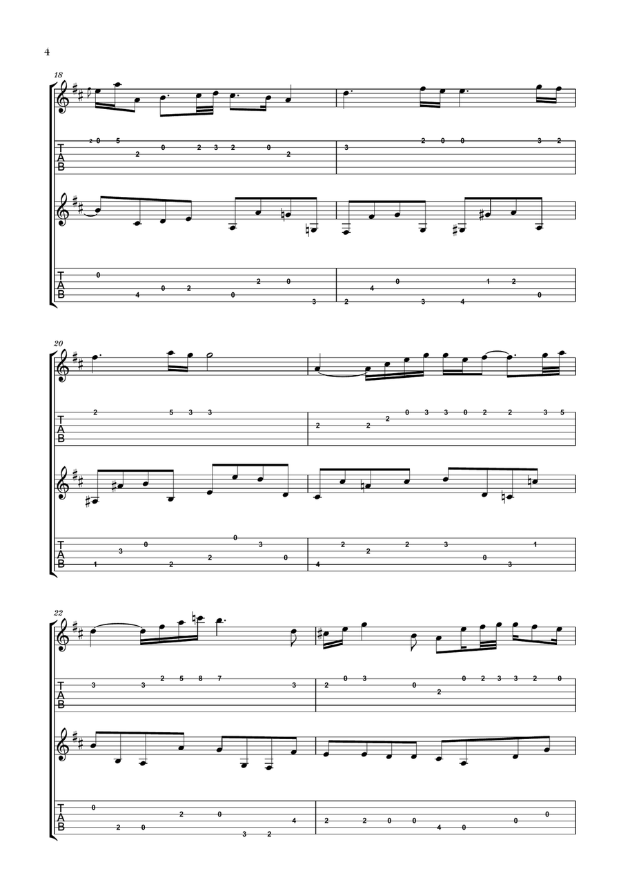Bach: Air on the G String for Guitar Duo (2 Guitars) (Notation and Tabs) Classical Guitar scores gallery preview page 4