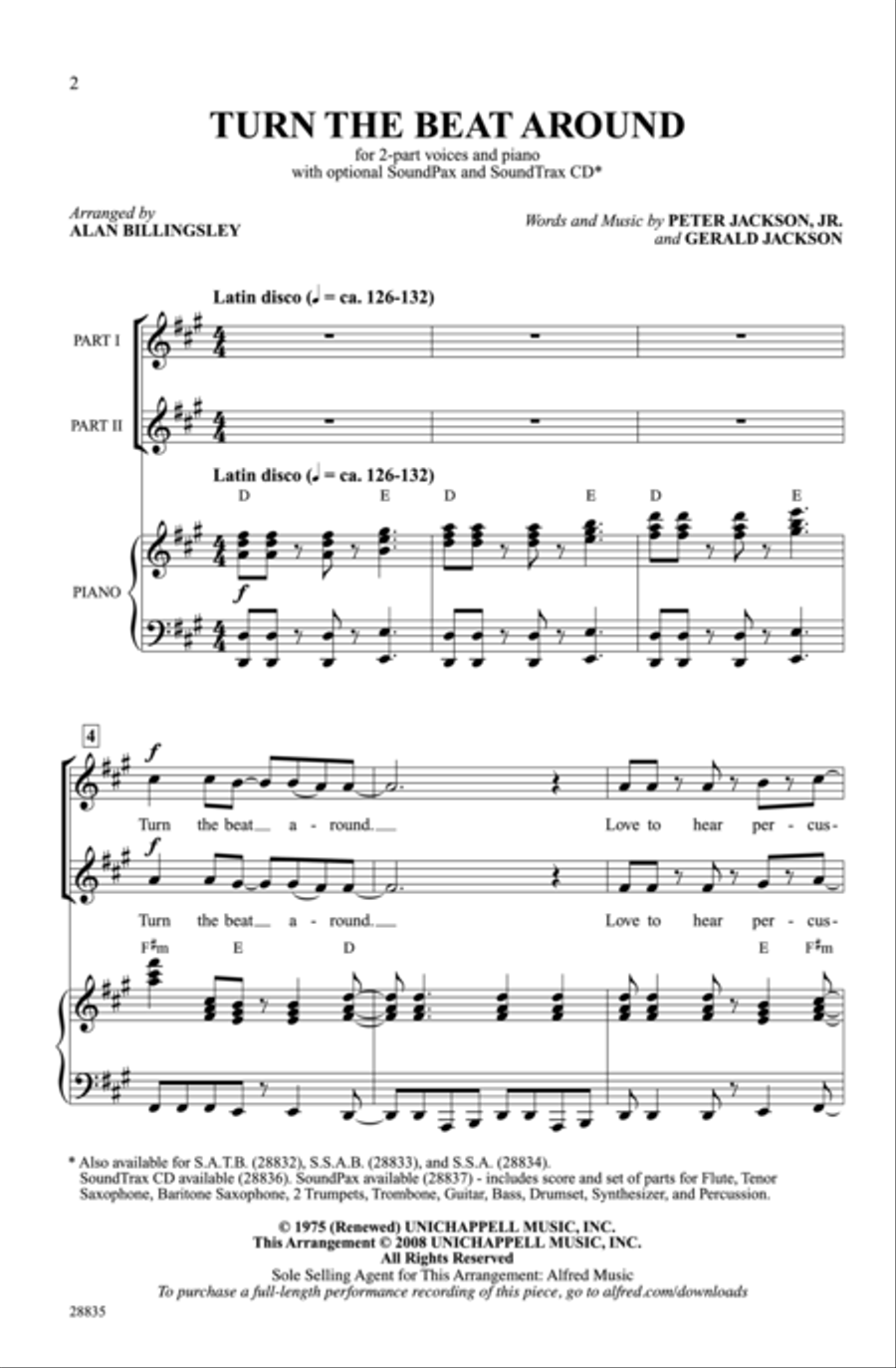 Turn the Beat Around 2-Part scores gallery preview page 2