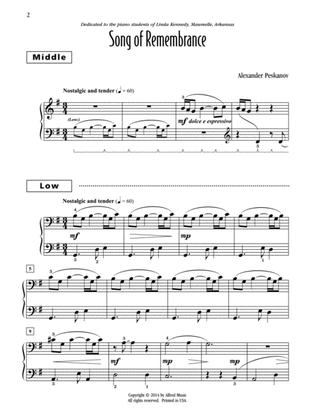 Song of Remembrance - Piano Trio (1 Piano, 6 Hands)
