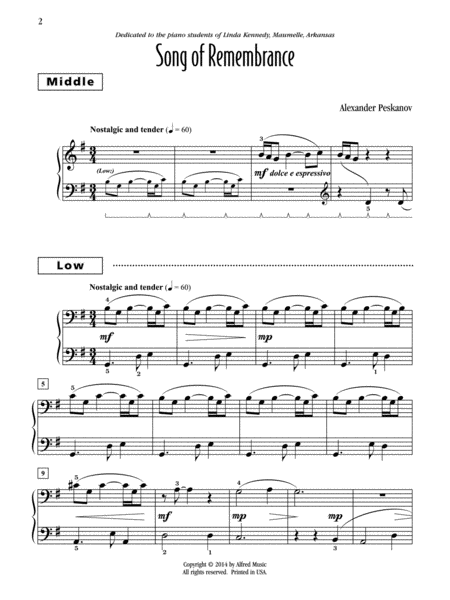 Song of Remembrance - Piano Trio (1 Piano, 6 Hands)