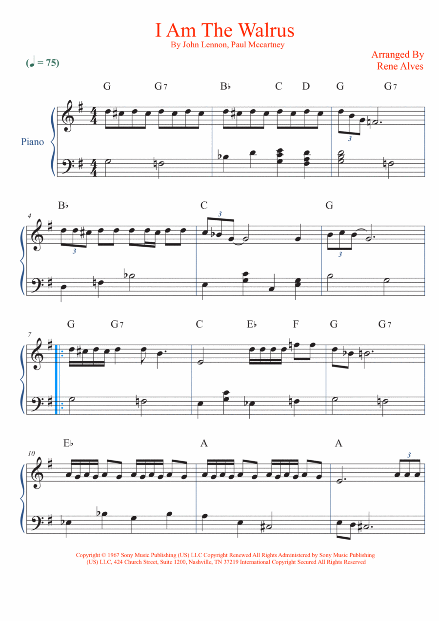 I Am The Walrus I Am The Walrus Easy Piano scores gallery preview page 1