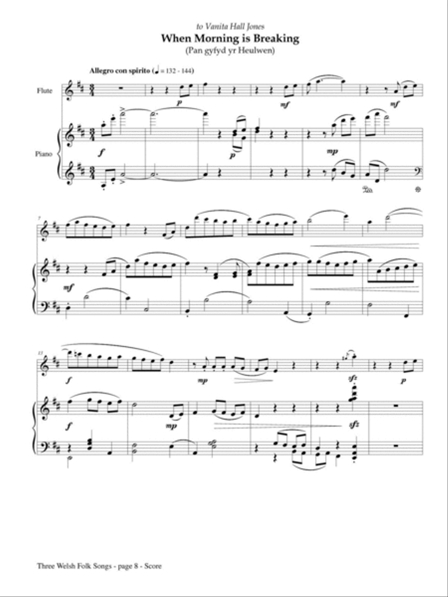 Three Welsh Folk Songs for Flute and Piano Flute Solo scores gallery preview page 4