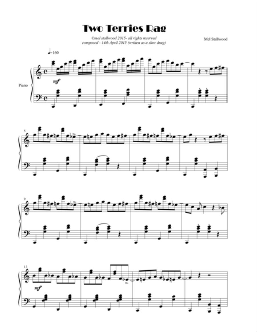 Two Terries Rag Piano Solo scores gallery preview page 1