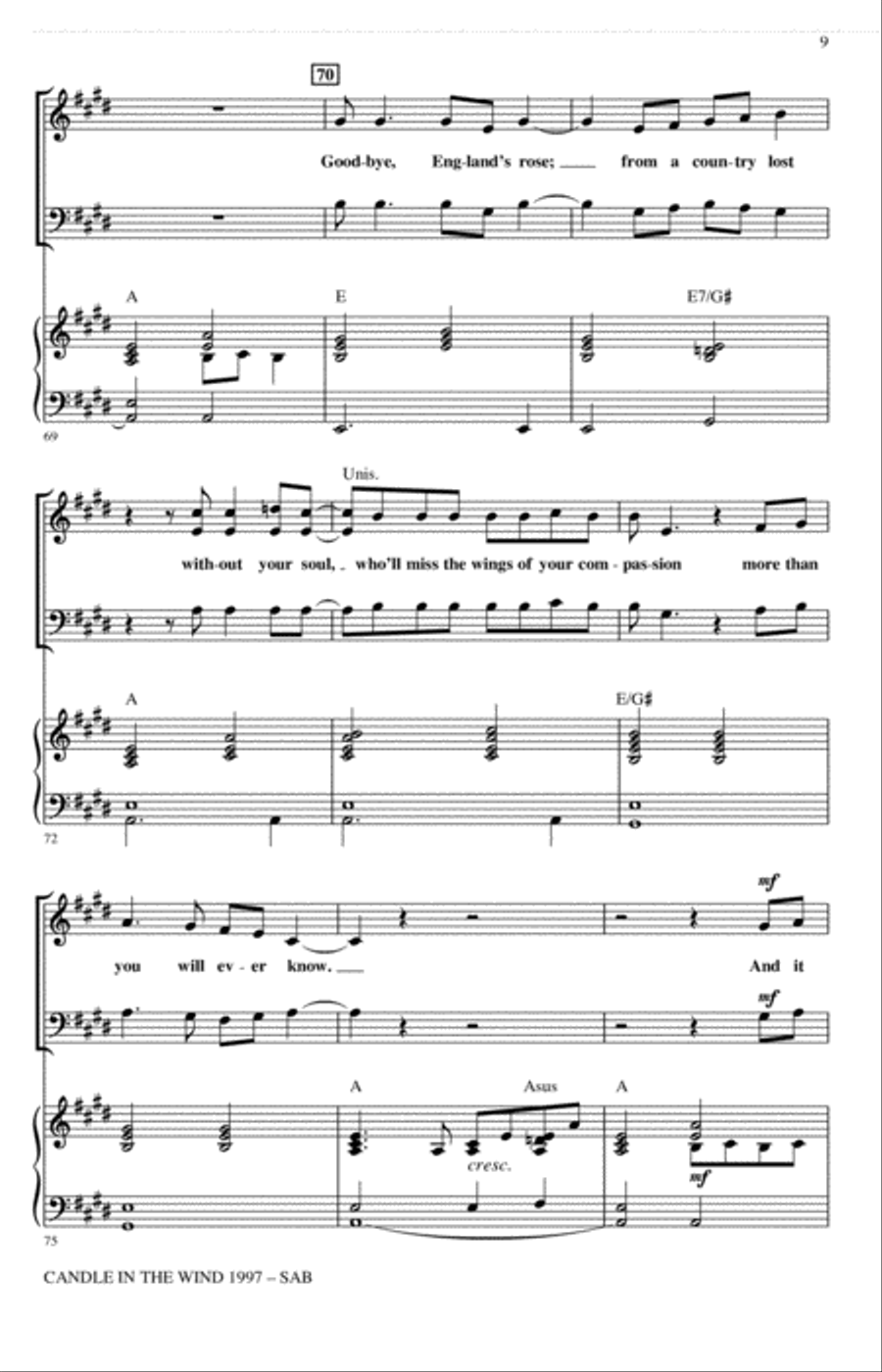 Candle In The Wind (arr. Ed Lojeski) 3-Part scores gallery preview page 8
