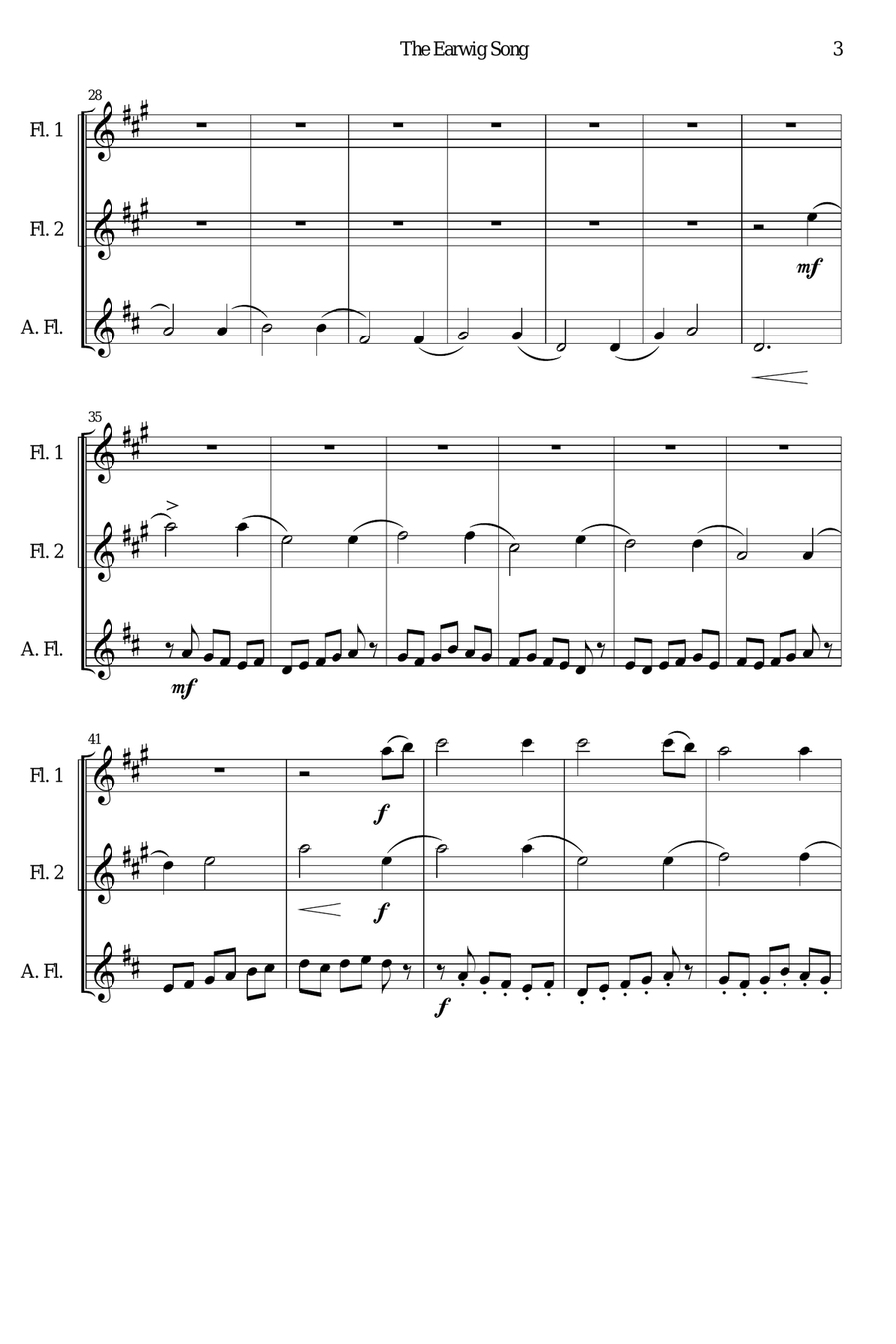 The Earwig song flute trio (SSA) SSA scores gallery preview page 3