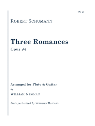 Book cover for Three Romances, Op. 94 for Flute and Guitar