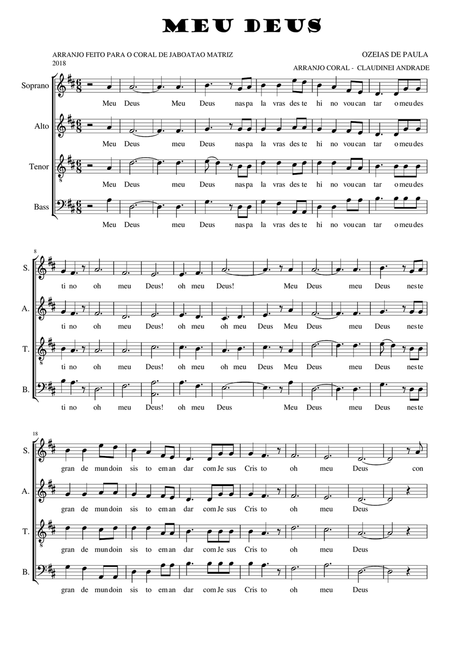 Oh Meu Deus 4-Part scores gallery preview page 1