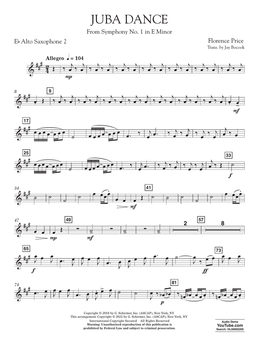 Juba Dance (from Symphony No. 1) - Alto Saxophone 2 in Eb Concert Band scores gallery preview page 1