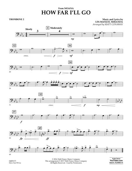 How Far I'll Go (from Moana) - Trombone 2