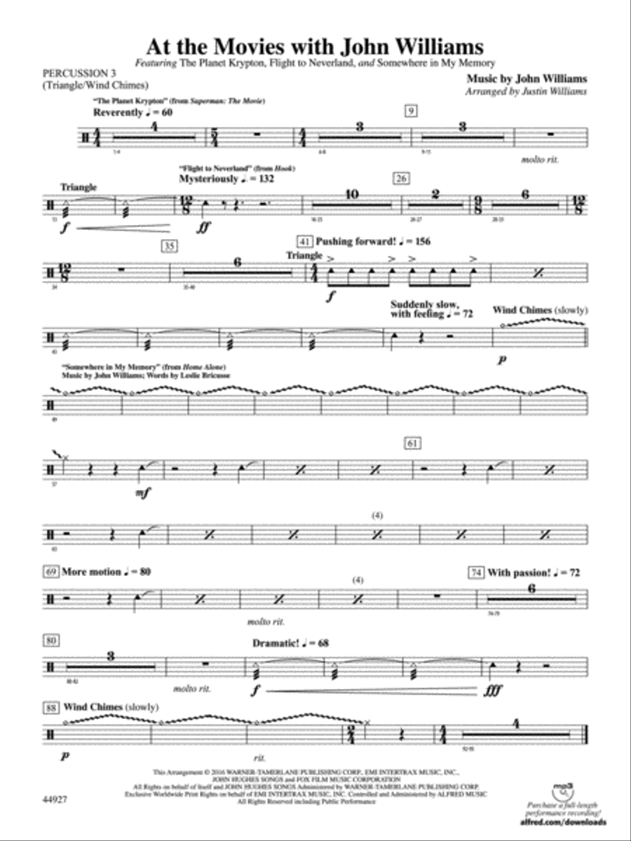 At the Movies with John Williams: 3rd Percussion Concert Band scores gallery preview page 1