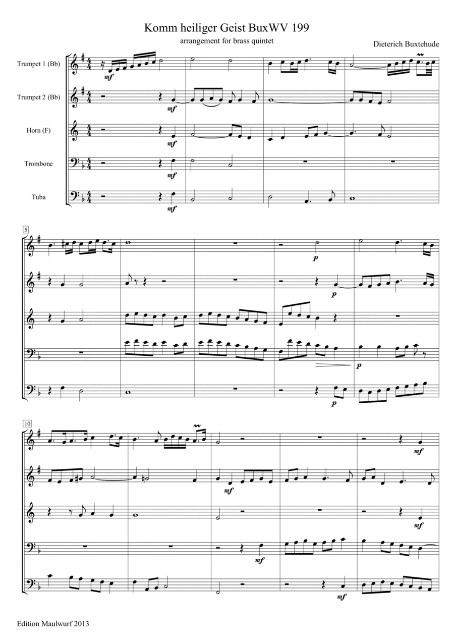 Komm Heiliger Geist Komm Heiliger Geist Brass Quintet scores gallery preview page 1