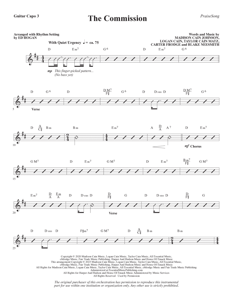 The Commission (arr. Ed Hogan) - Guitar (Capo 3) Choir scores gallery preview page 1