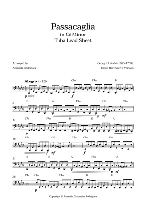 Passacaglia - Easy Tuba Lead Sheet in C#m Minor (Johan Halvorsen's Version)