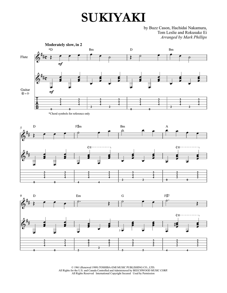 Sukiyaki Flute scores gallery preview page 1