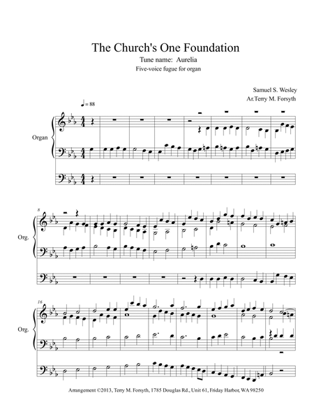 "The Church's One Foundation", organ solo, 5-voice fugue image number null