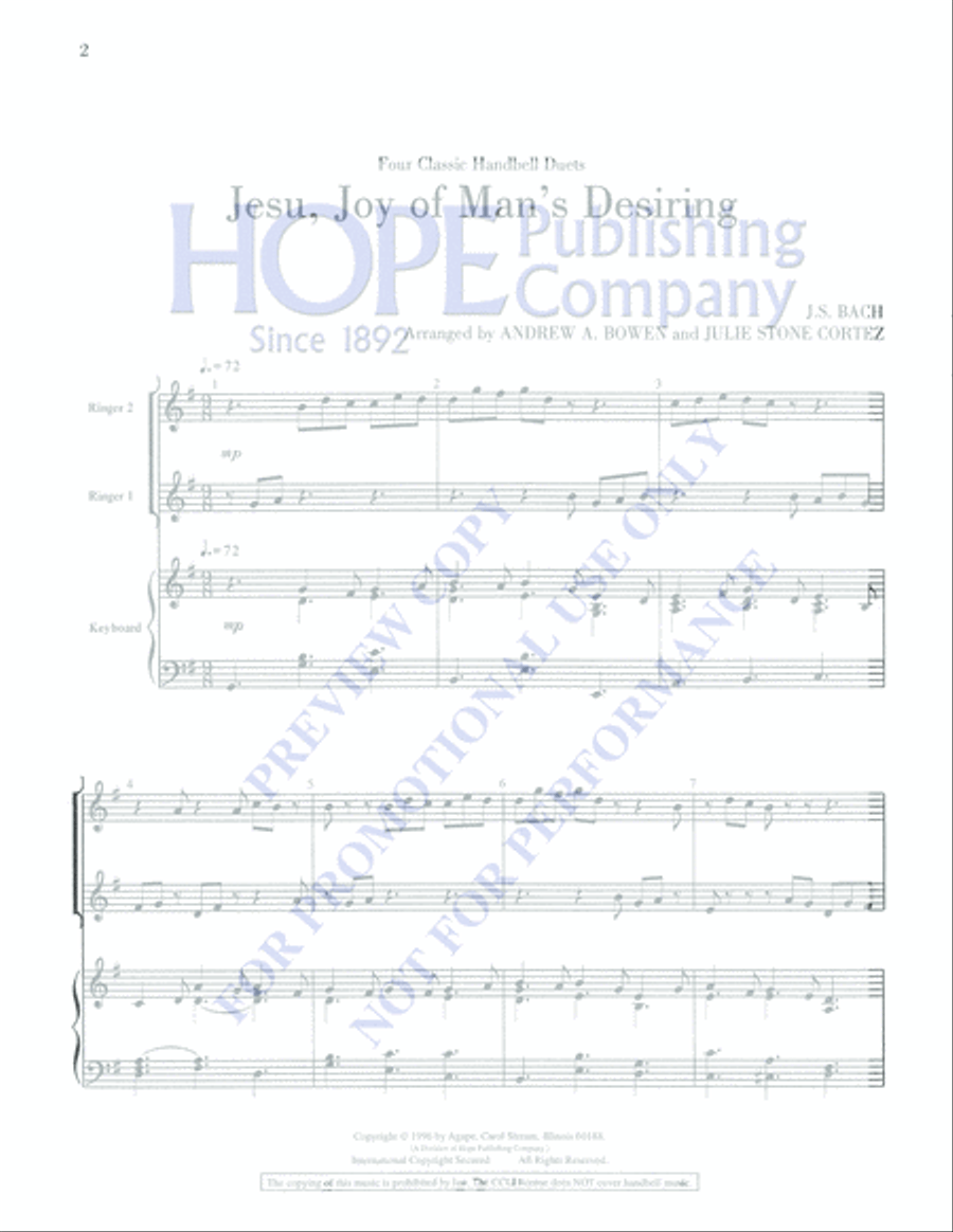 Four Classic Handbell Duets Percussion scores gallery preview page 2