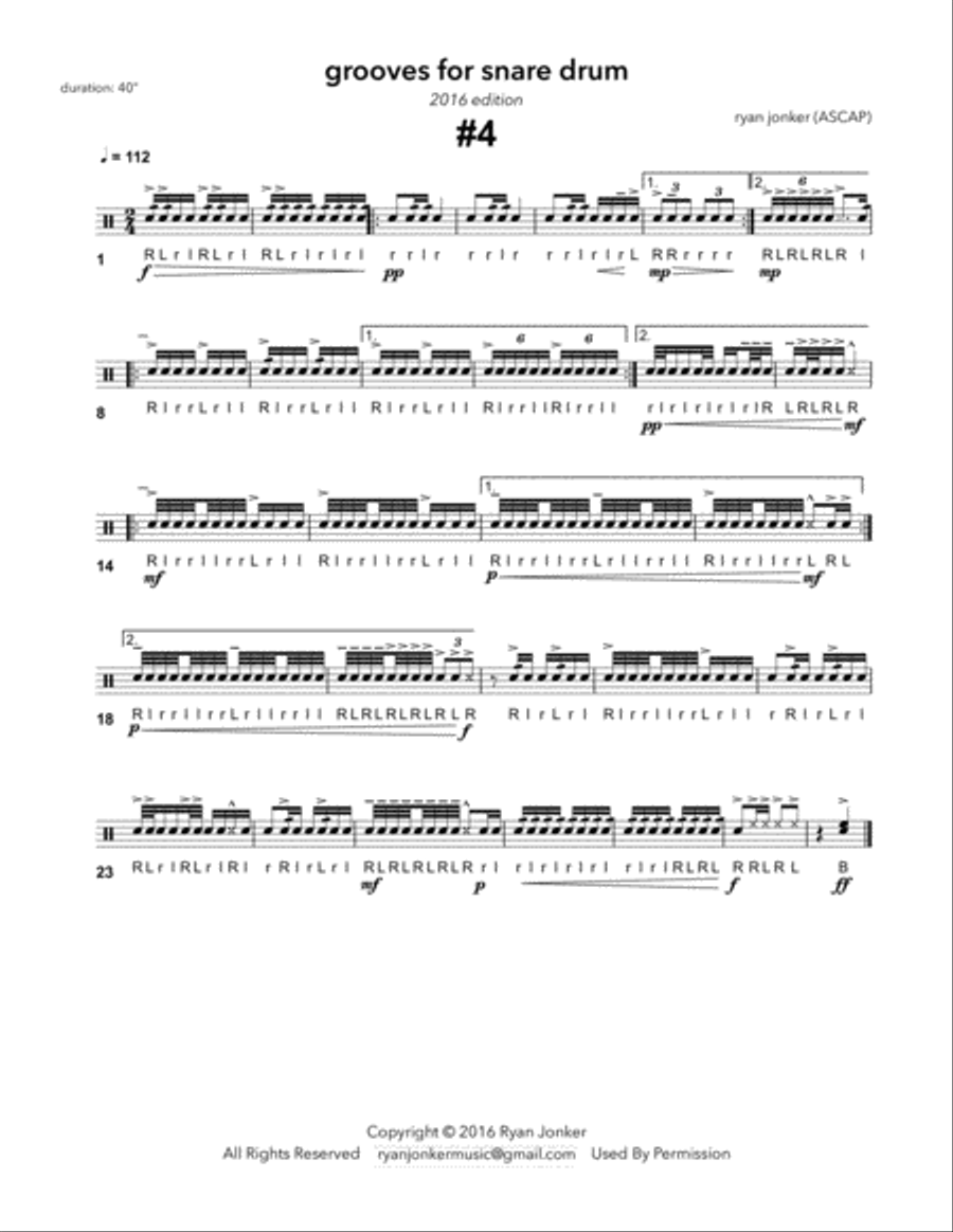 Groove #4 for Snare Drum Snare Drum scores gallery preview page 1