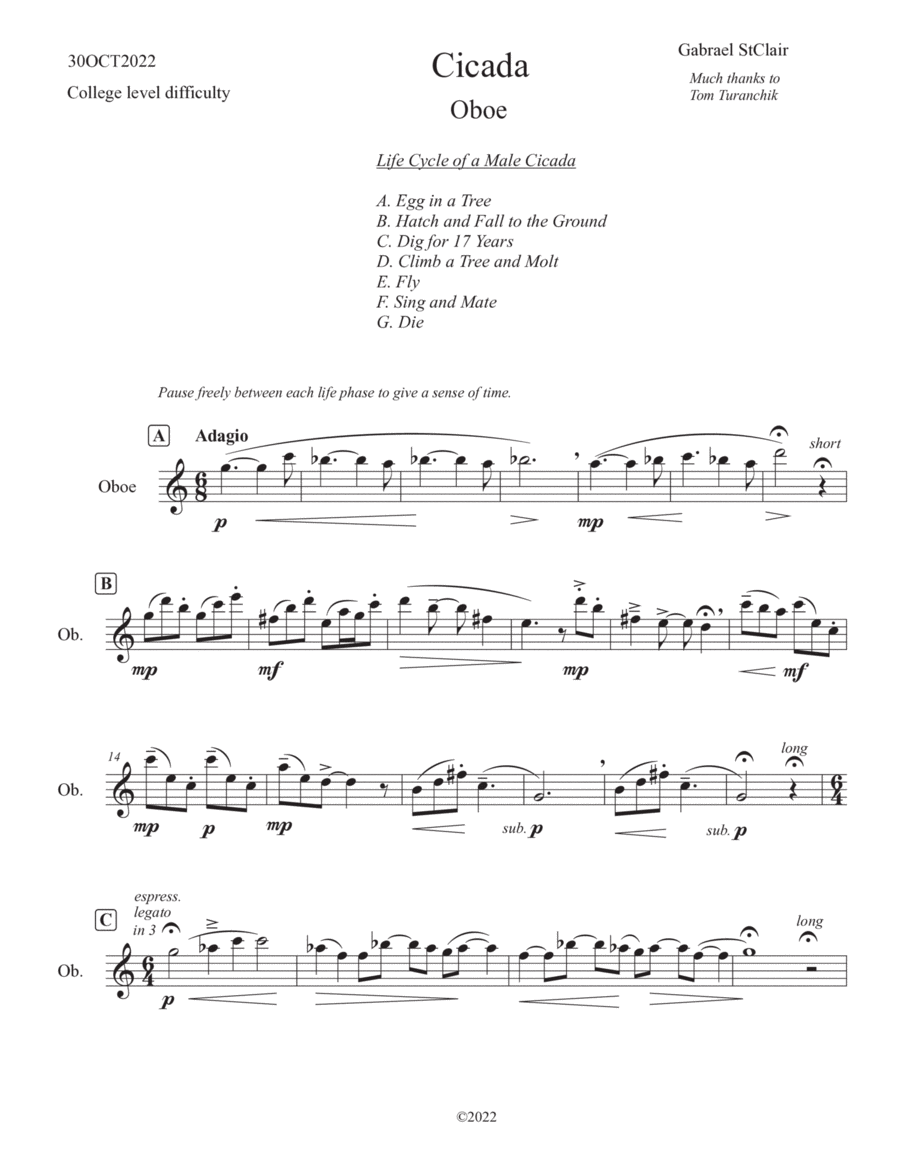 Cicada (College difficulty) Chamber Music scores gallery preview page 1