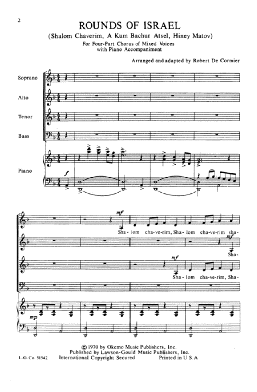 Rounds of Israel Rounds of Israel Choir scores gallery preview page 1