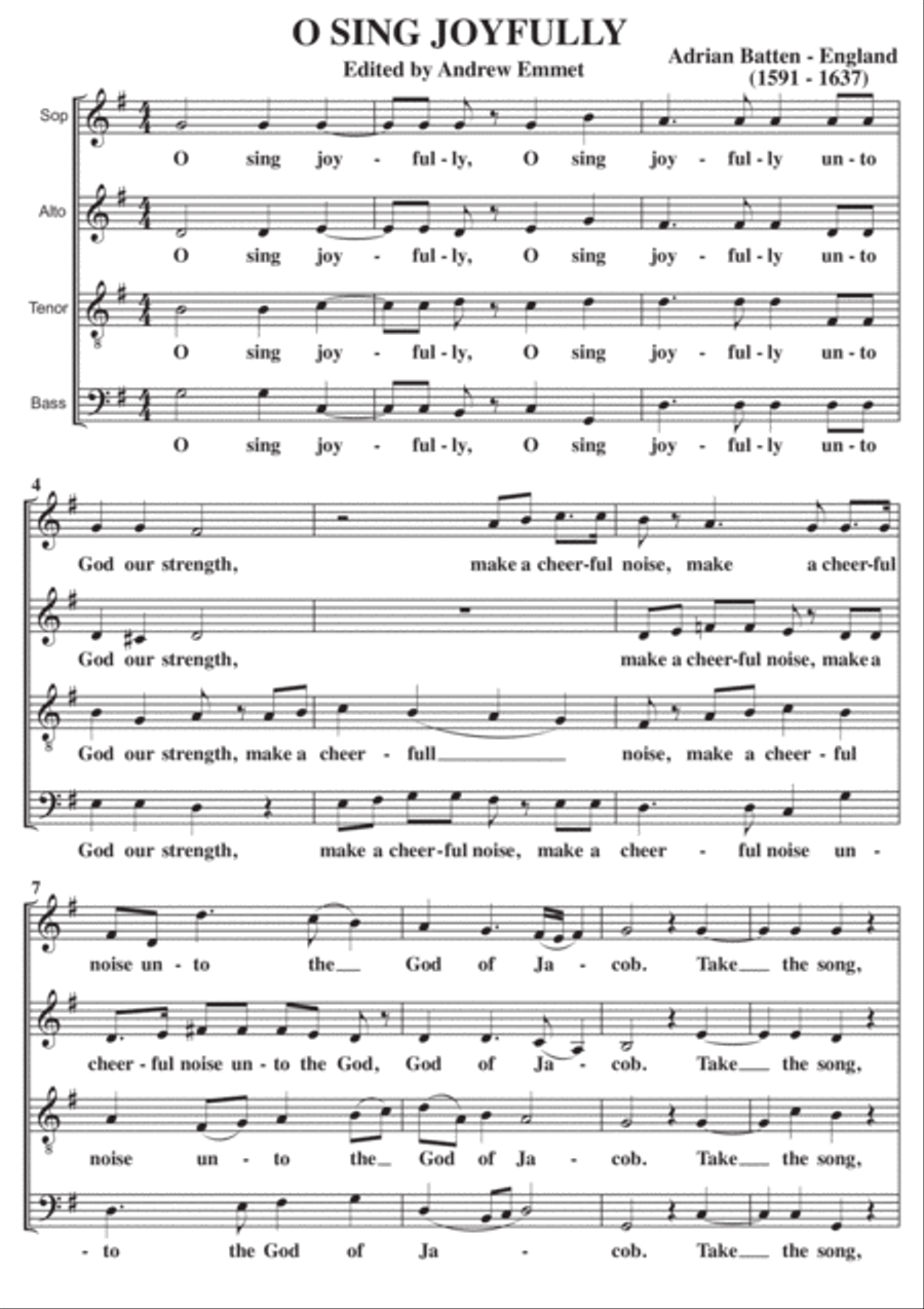 O Sing Joyfully Adrian Batten A Cappella SATB 4-Part scores gallery preview page 1
